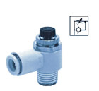 Пневмодроссель с обратным клапаном и быстроразъемным фитингом, угловой тип AS1201F-4201F