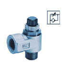 Пневмодроссель с обратным клапаном и резьбовым соединением. Угловой тип AS1200/EAS2200-4200